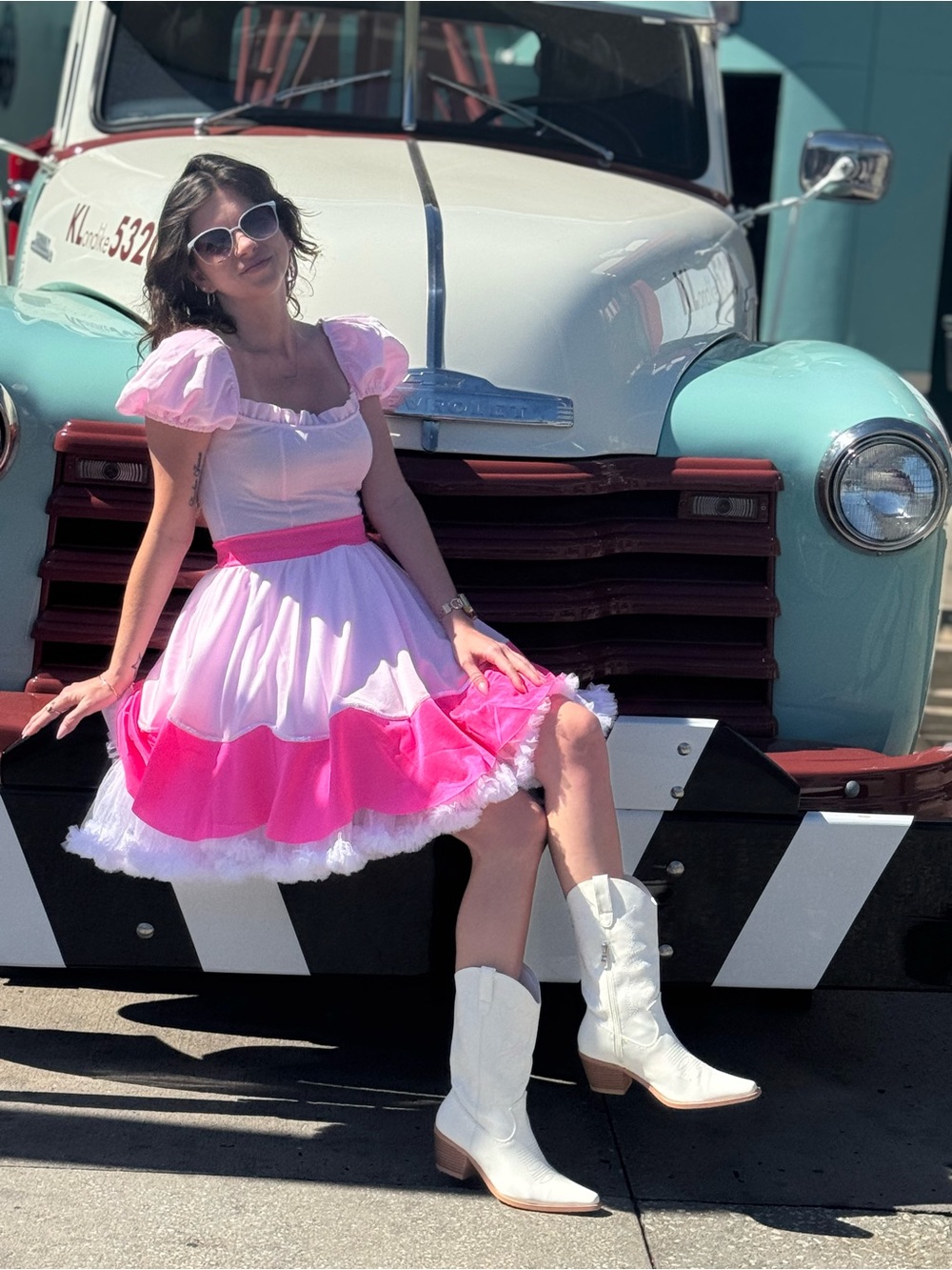 Leg Avenue Pink Puff Sleeve Princess Dress with Hot Pink Accents